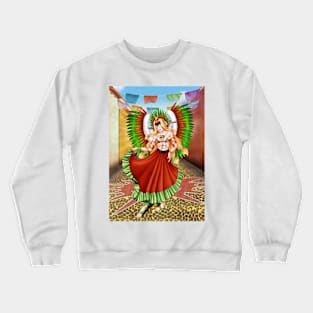 Christmas Quetzalcoatl Skirt Rudos Mask Background Crewneck Sweatshirt